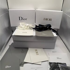 Dior White Boxes with Navy and Cream Ribbons